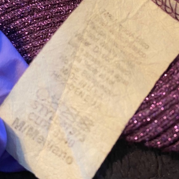 CENIT Knit Sparkly V Chevron Dolman Sleeve Sweater Top Purple Silver Black M - Picture 10 of 10